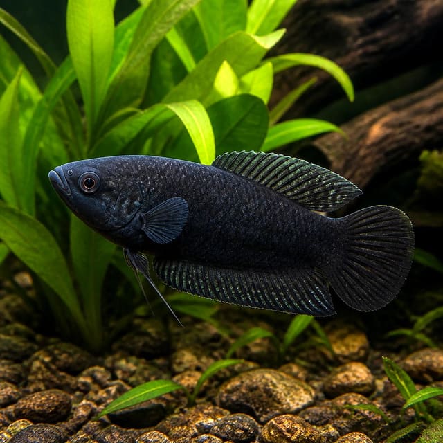 Representative AI illustration of Black Paradise Fish (Macropodus spechti); exact live fish varies