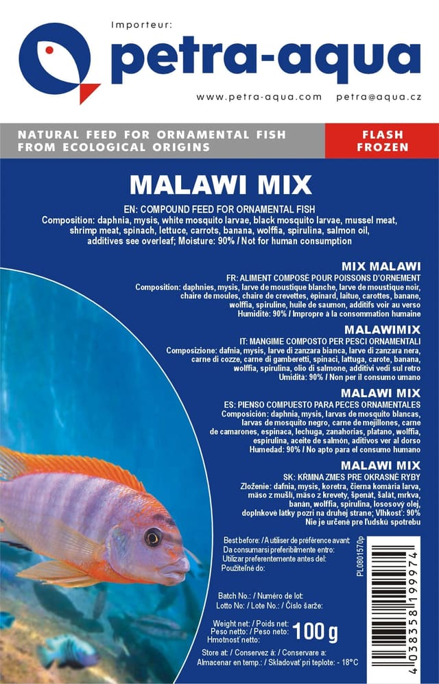 Petra Malawimix frozen blister fish food pack 6x100g