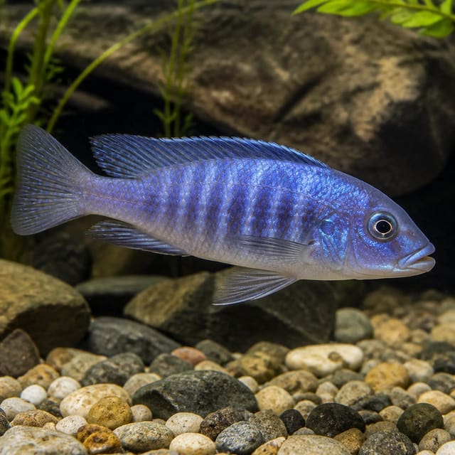 Melanochromis johani Metangula juvenile cichlid 3-4 cm with bold Malawi mbuna markings