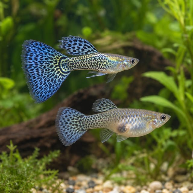 Poecilia reticulata (in pair) metal snakeskin blue tail