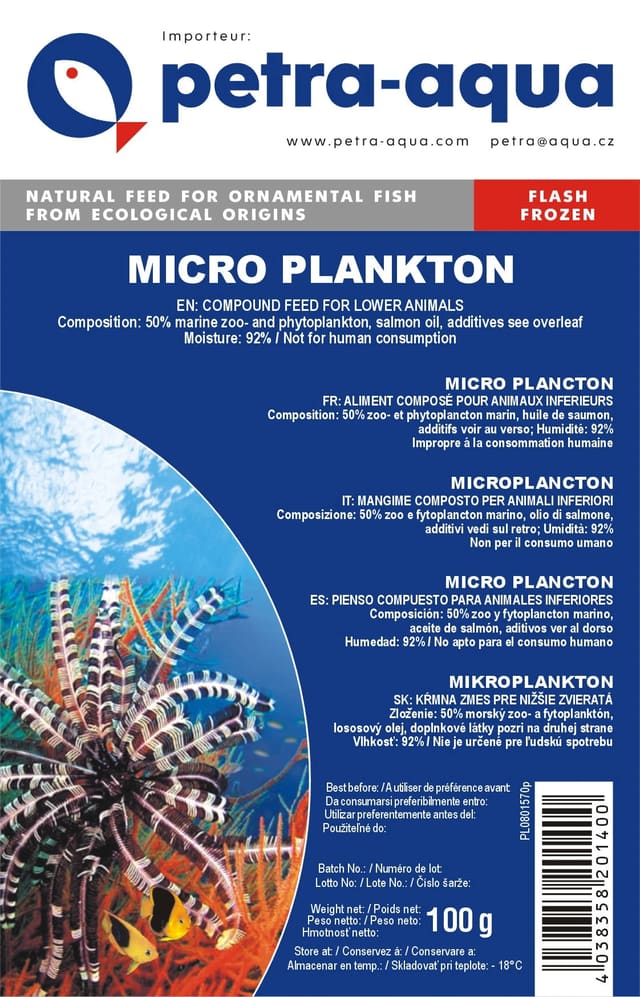 Petra Microplankton frozen fish food blister pack 6 x 100g