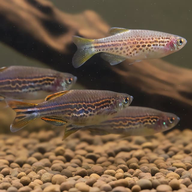 Orange Finned Danio (Danio kyathit) in a planted aquarium — representative image