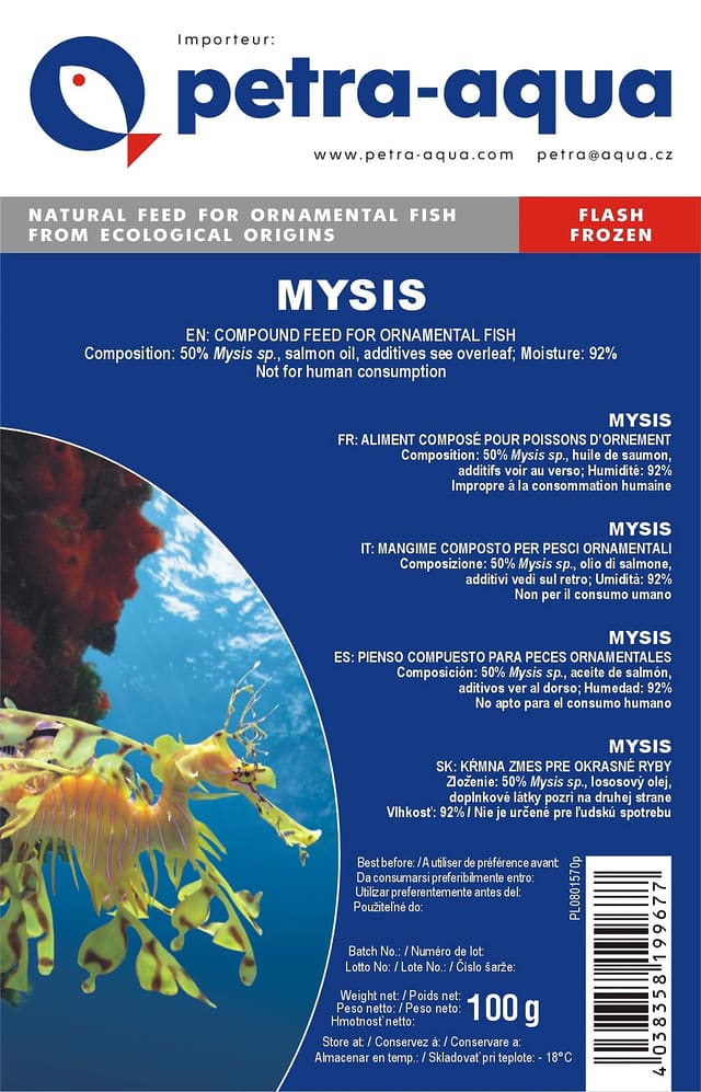 Petra Mysis frozen fish food blister pack 6 x 100g