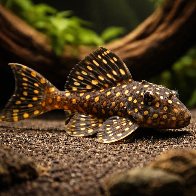 L029 Galaxy Pleco (Leporacanthicus sp.) - dark catfish with white galaxy-like spots