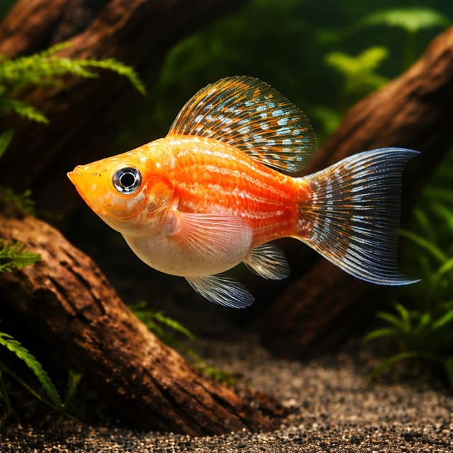 Assorted Balloon Molly (Poecilia latipinna ballon molly mix) natural aquarium image
