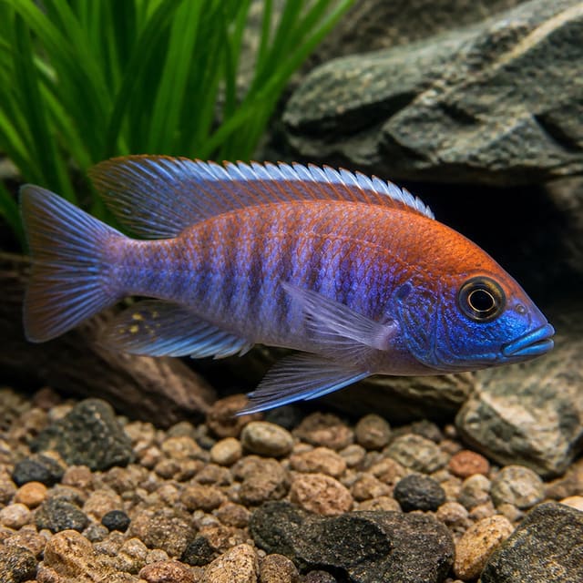 Pseudotropheus emmiltos Mphanga Rock Red Top Mbuna cichlid 3-4 cm