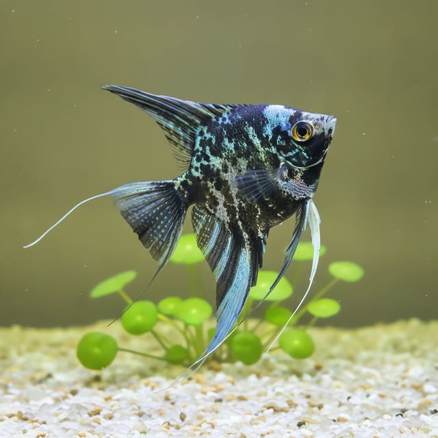 Dalmatin Angelfish (Pterophyllum scalare) - spotted freshwater angelfish with dalmatian pattern