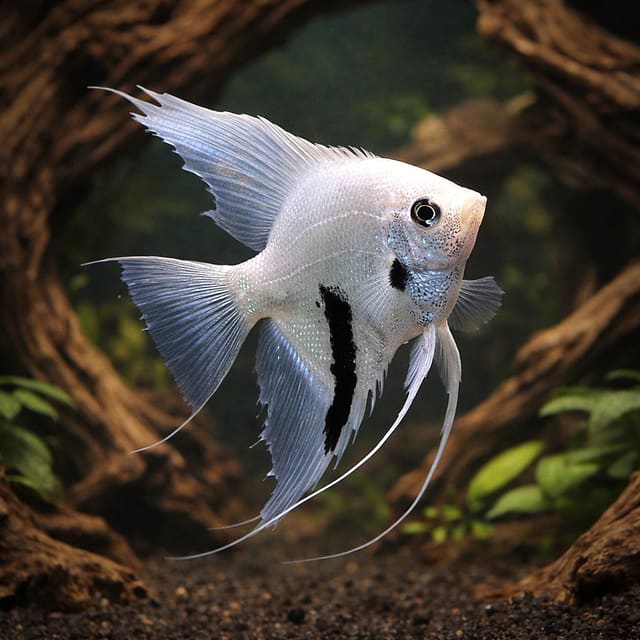 Dalmatin Angelfish (Pterophyllum scalare) - spotted freshwater angelfish with dalmatian pattern