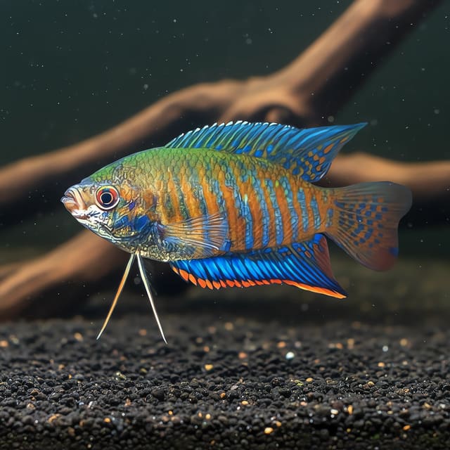 Rainbow / Banded Gourami (Trichogaster fasciata) exact Petra source photo