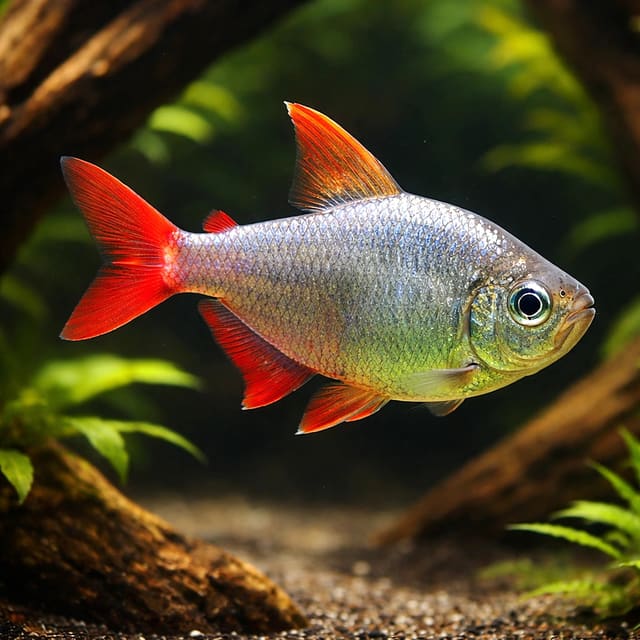 Red-Blue Colombian Tetra (Hyphessobrycon columbianus) in a planted aquarium