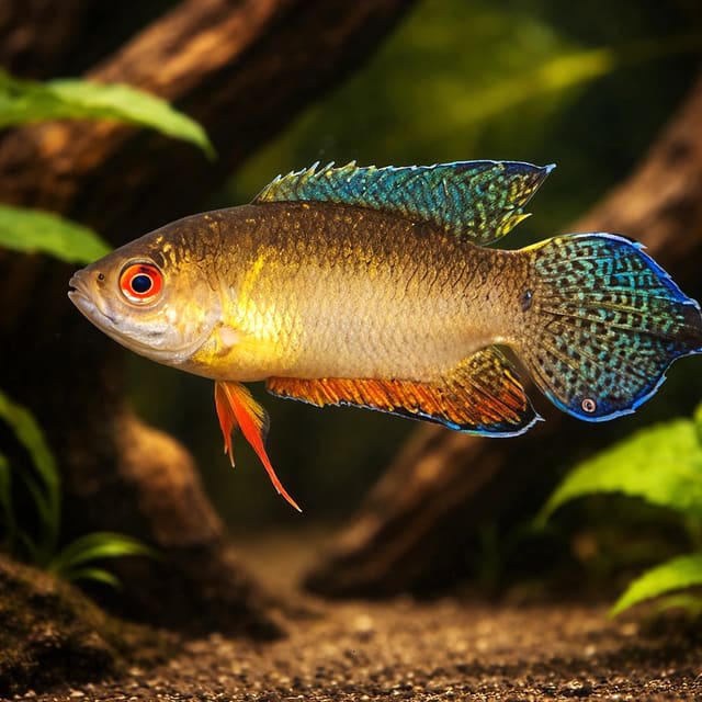 Red-Eye Spiketail Paradisefish (Pseudosphromenus cupanus) hero aquarium view — representative image