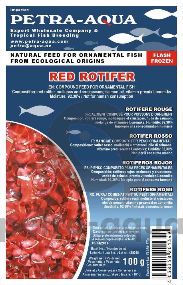 Petra Red Rotifer frozen blister fish food 6 x 100g pack