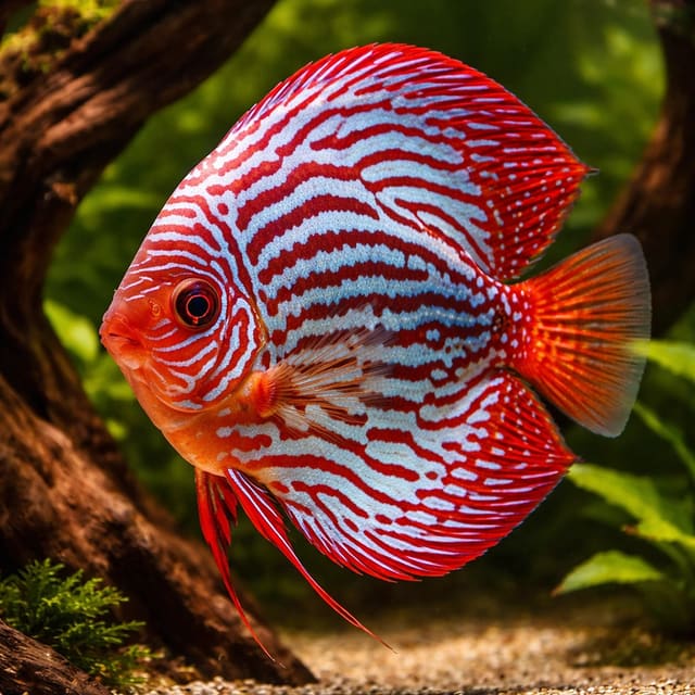 Red Turquoise Discus Fish