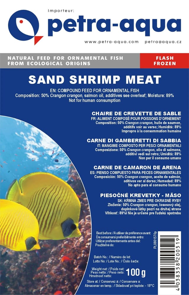 Petra Sand Shrimps Meat frozen fish food blister pack 6 x 100g
