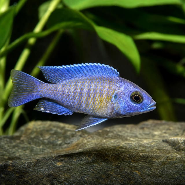 Juvenile Sciaenochromis fire ahli electric blue Malawi cichlid 3-4 cm