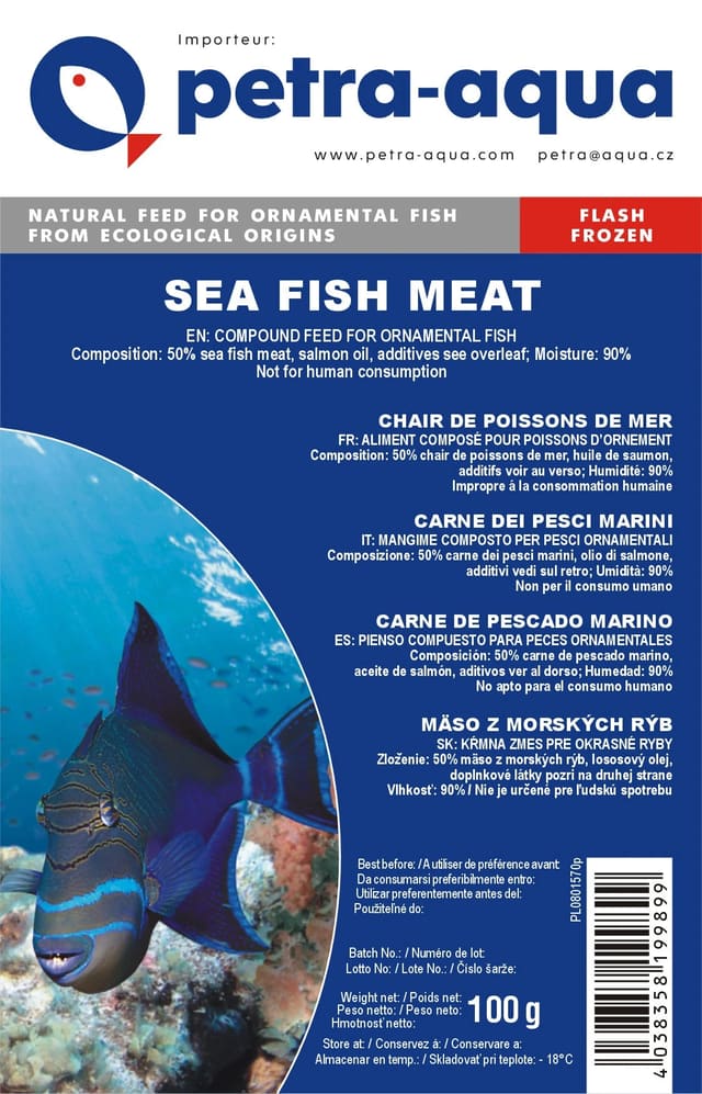 Petra Sea Fish Meat frozen blister pack 6x100g aquarium fish food