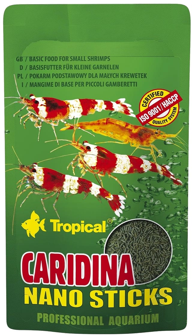 Tropical Caridina Nano Sticks 10g shrimp food sachet, front of pack
