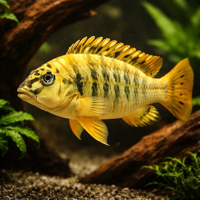 Simochromis babaulti yellow tiger 3,5 - 4, — Fresh Water Fish