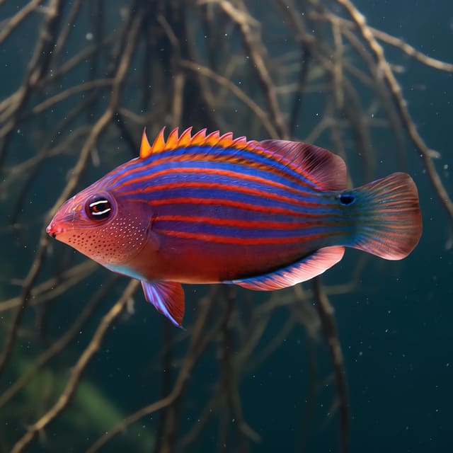 Sixline wrasse marine fish from the wrasses and parrots family category