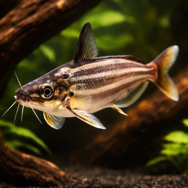 Striped Schilbe Catfish (Schilbe mystus), active African butter catfish for spacious aquariums