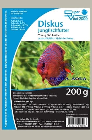 Petra Super Vital Premium discus food for young fish 200g frozen fish food pack