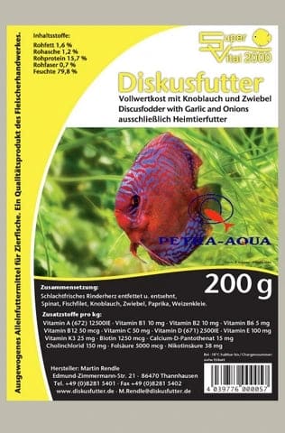 Tropical Super Vital Premium discus food with garlic 200g frozen fish food pack
