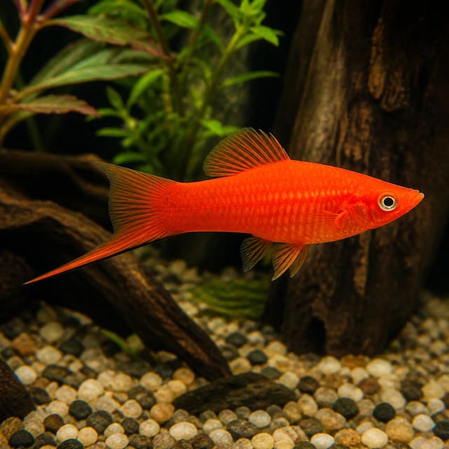 Vienna Broccoli Swordtail – rare green and orange swordtail variety