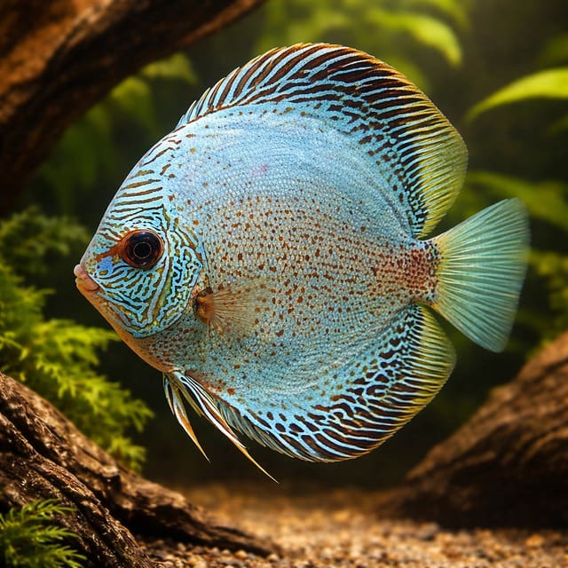 Blue Snake Skin Discus (Symphysodon spp.) domestic discus strain