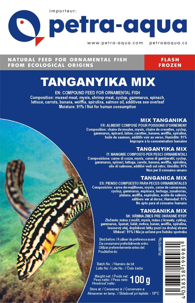 Petra Tanganjikamix frozen blister fish food pack 6 x 100g