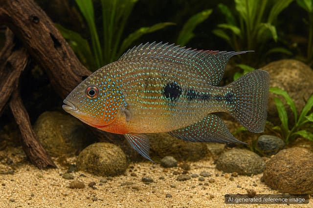 Thorichthys ellioti XL Elliott's Cichlid freshwater cichlid with red spotting and iridescent body