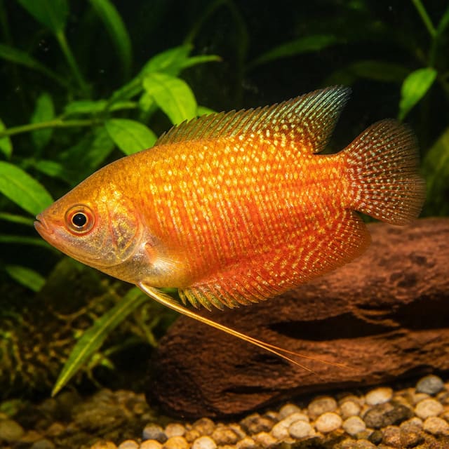 Trichogaster trichopterus cosby red gold — X Red Three-Spot Gourami - Trichopodus Trichopterus «Red» - Labyrinth Fish