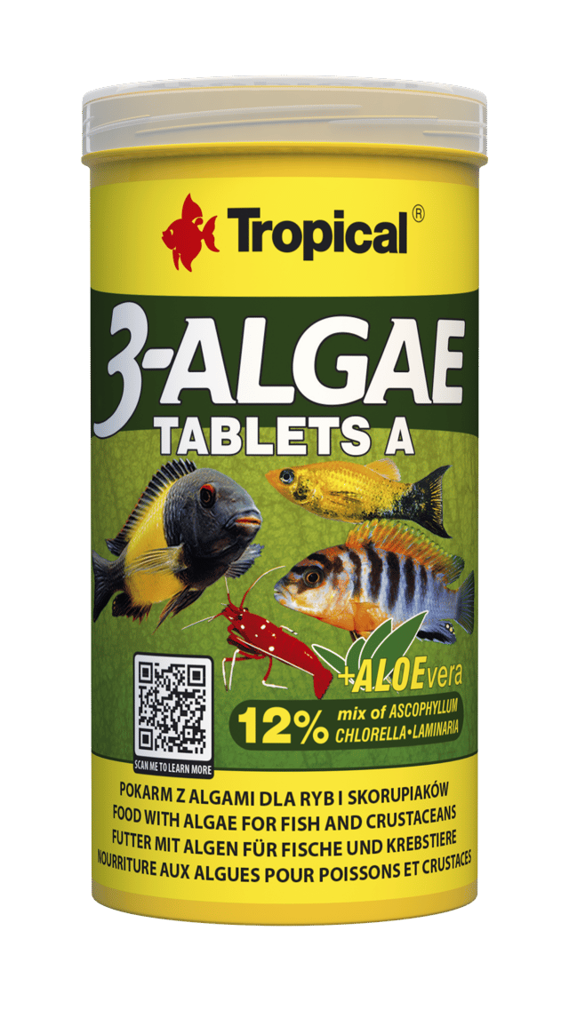 Tropical 3-Algae Tablets A 50ml 36g adhesive algae fish food container