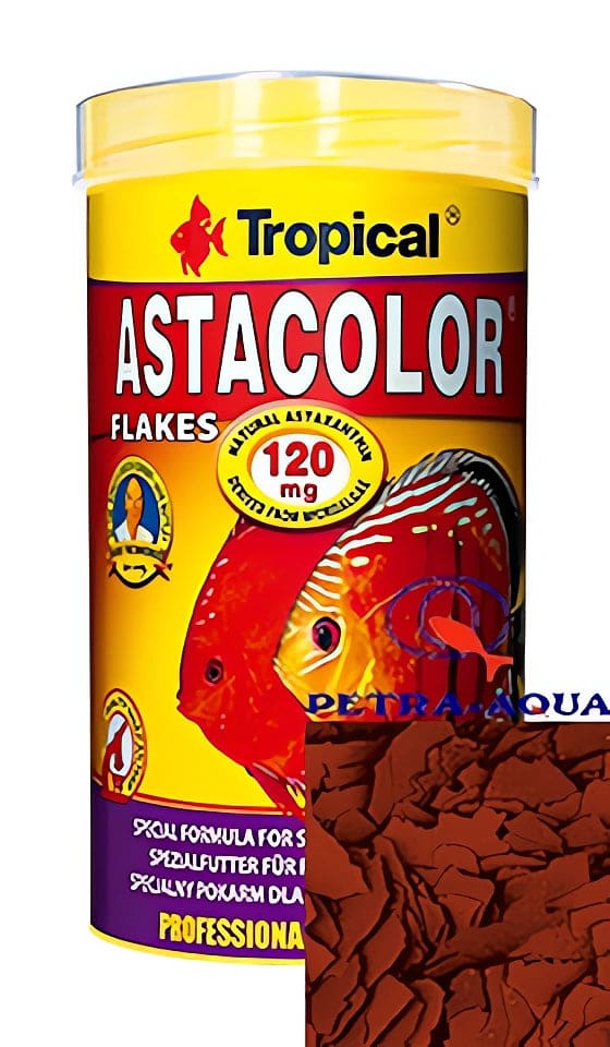 Tropical Astacolor Flakes colour-enhancing fish food container