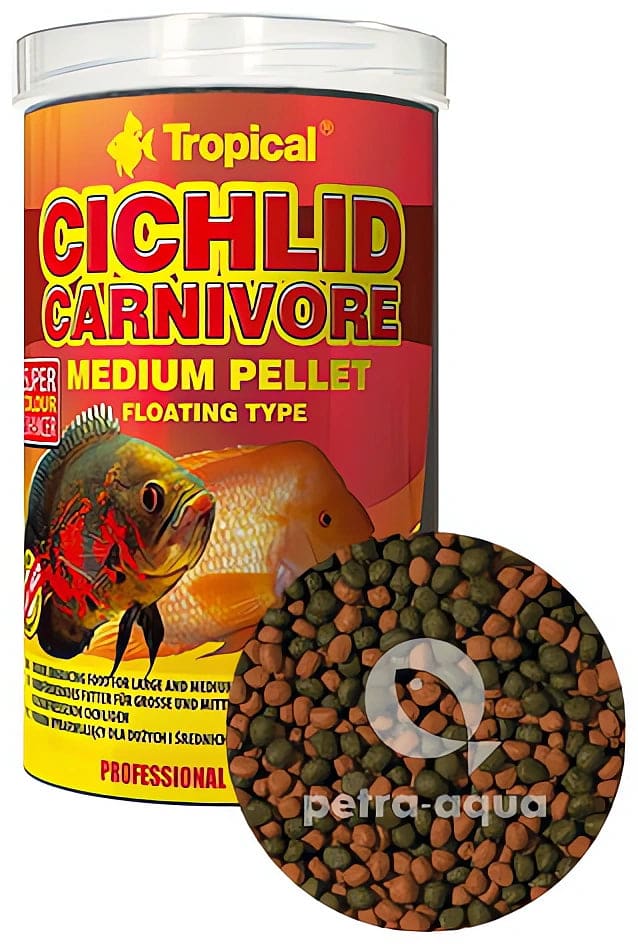 Tropical Cichlid Carnivore Medium Pellet floating cichlid food tub