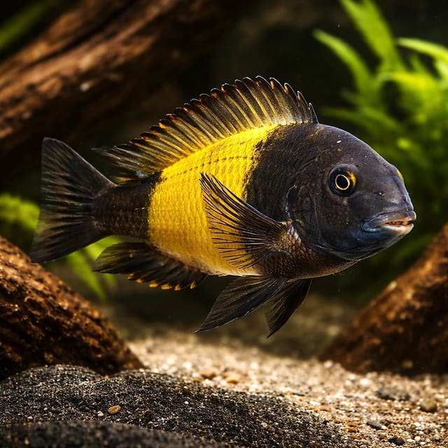 Tropheus moorii ikola in a planted aquarium