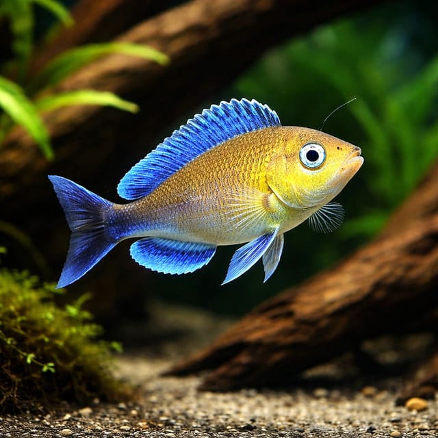 Katete Jumbo Sardine Cichlid (Cyprichromis leptosoma) in a planted aquarium