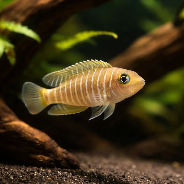 Multifasciatus Cichlid (Neolamprologus multifasciatus) with vertical bands