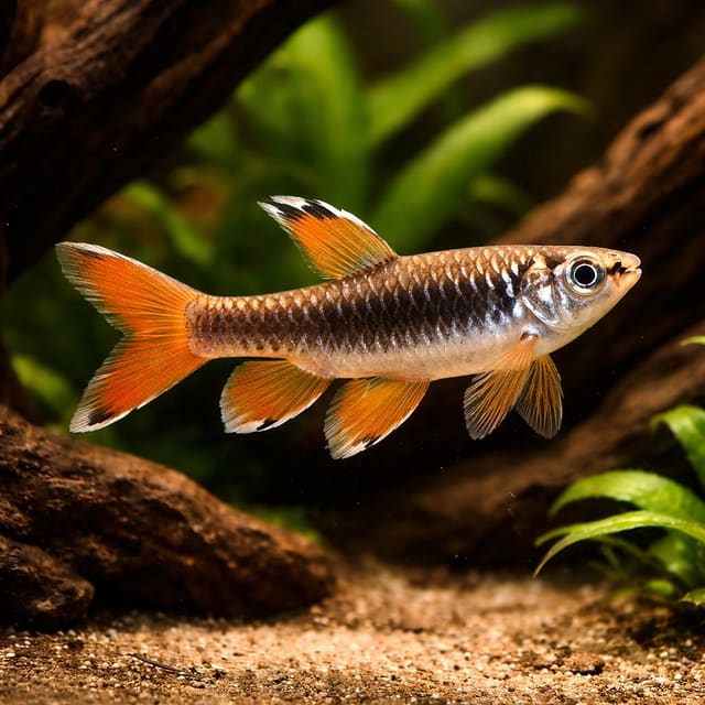 Splash Tetra (Copella arnoldi) surface-dwelling South American tetra