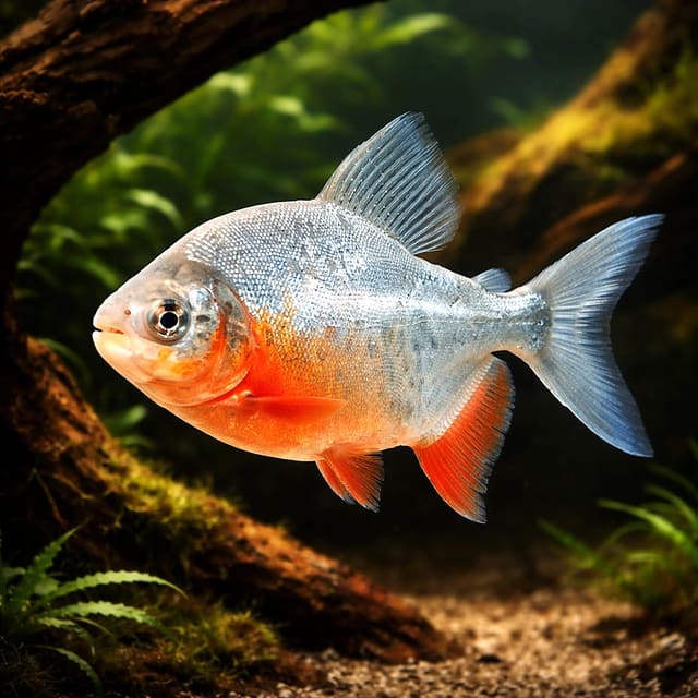 Representative juvenile Red-Bellied Pacu illustration; one fish is supplied per quantity