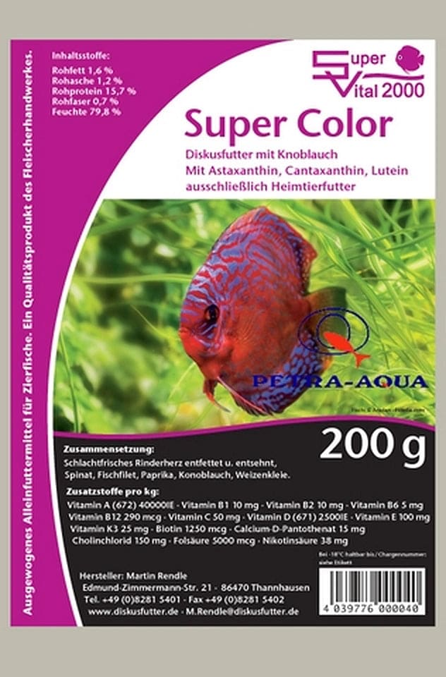 Super Color frozen discus and tropical fish food 200g block