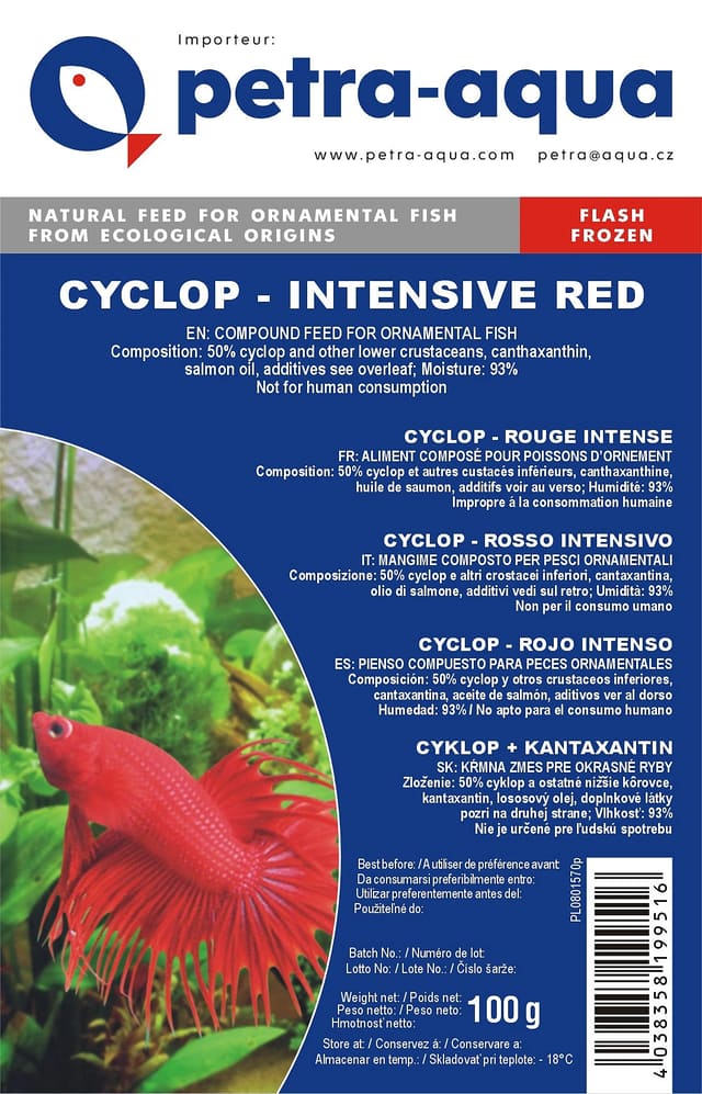 Cyclop Intensive Red frozen fish food blister pack 6 x 100g