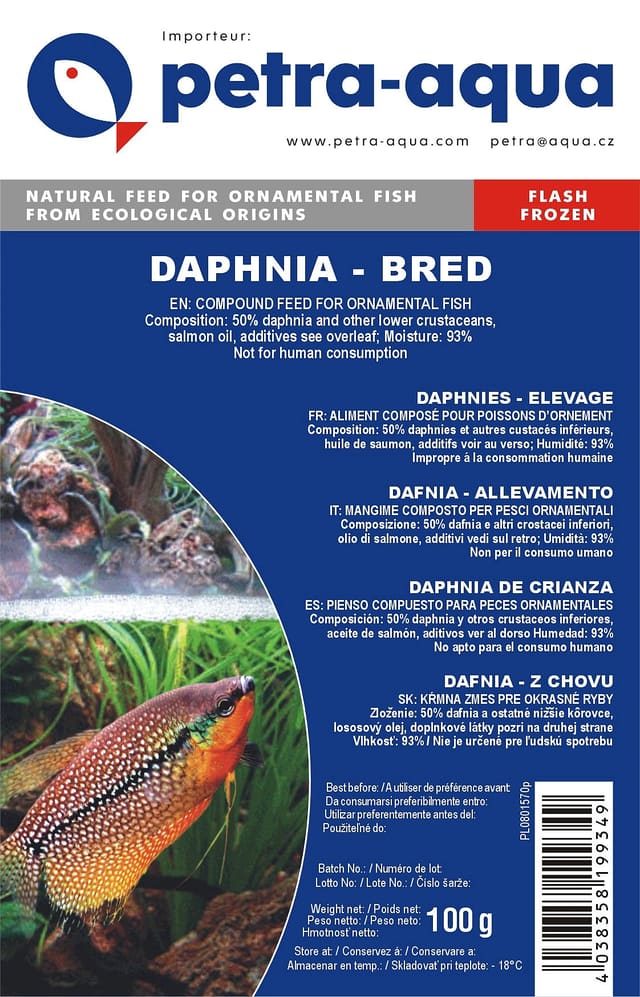 Daphnia bred frozen fish food blister pack 6 x 100g