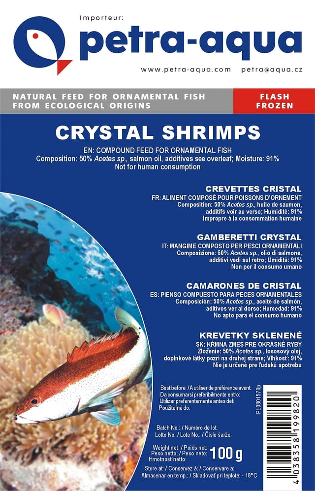 6x100g Crystal Shrimps frozen blister fish food pack