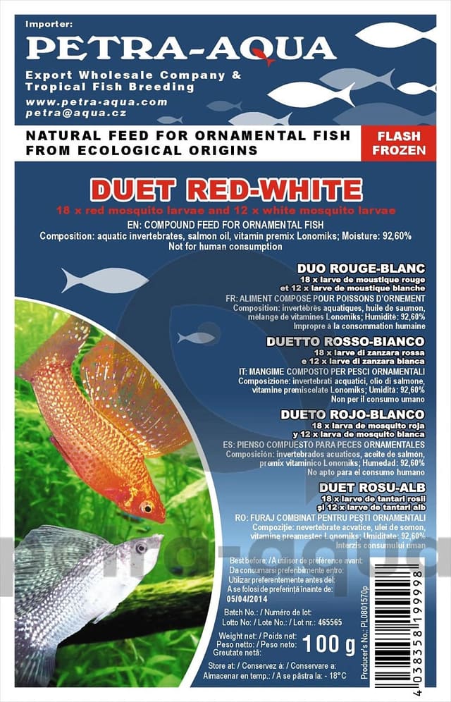 Petra-Aqua Duet Red-White frozen mosquito larvae 6 x 100g blister