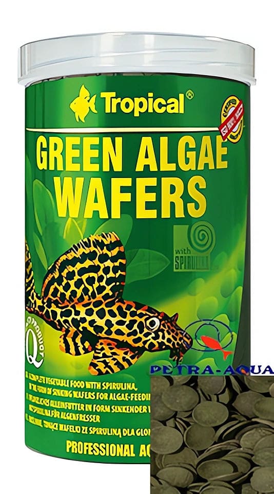 Tropical Green Algae Wafers tub with inset of round sinking wafers