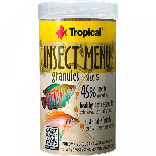 Tropical Insect Menu Granules S pack with 45% insect ingredients, 1.2 mm sinking fish food