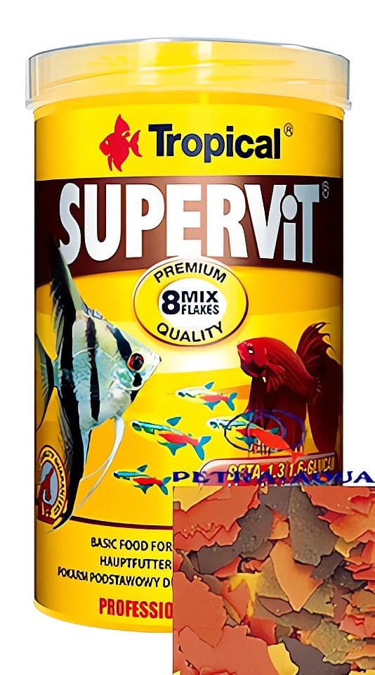 Tropical Supervit Flakes multi-ingredient fish food tub