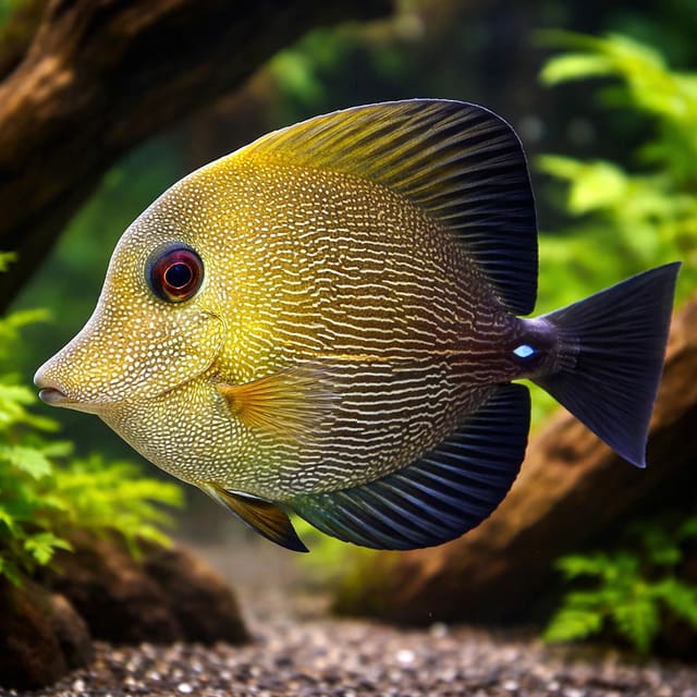 Twotone Tang Zebrasoma scopas M marine surgeonfish with two-tone colouring in a saltwater aquarium