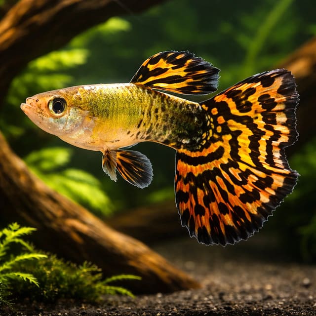 Tiger Male Guppy (Poecilia reticulata)