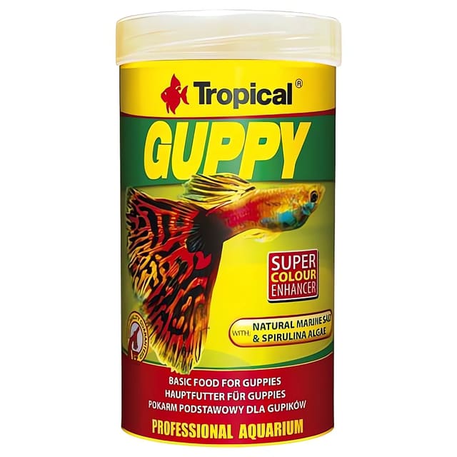 Tropical Guppy Flakes fish food for guppies and livebearers